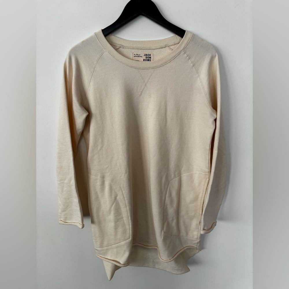 Jackson Rowe Larrea Cream Long Sleeve Sweatshirt Dress Sz XS